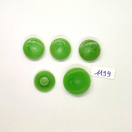 5 boutons en résine vert - vintage - 18mm et 23mm - tr1199