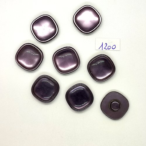8 boutons en résine lilas foncé / violet - vintage - 20x20mm - tr1200