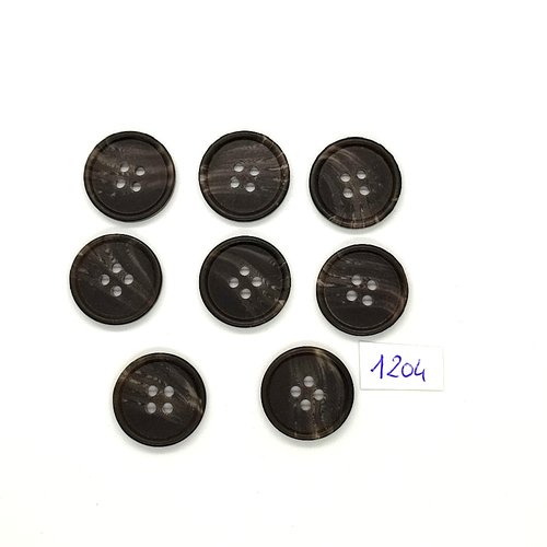 8 boutons en résine marron foncé - vintage - 20mm - tr1204