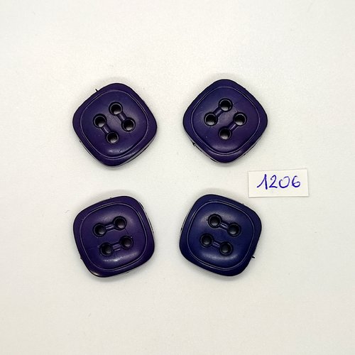 4 boutons en résine violet - vintage - 23x23mm - tr1206