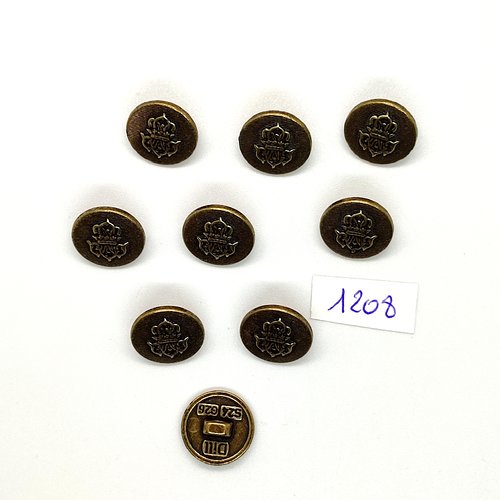 9 boutons en métal bronze - vintage - 15mm - tr1208