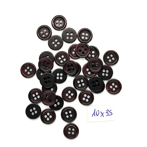 35 boutons en résine noir / marron - vintage - 10mm - tr1210