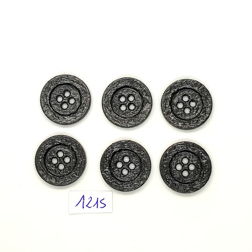6 boutons en résine gris foncé - vintage - 23mm - tr1215
