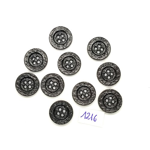10 boutons en résine gris foncé - vintage - 18mm - tr1216