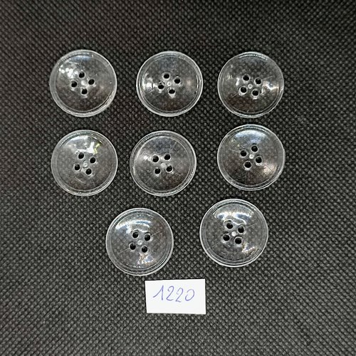 8 boutons en résine transparent - vintage - 22mm - tr1220