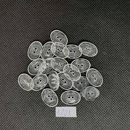 20 boutons en résine transparent - vintage - 12x17mm - tr1221