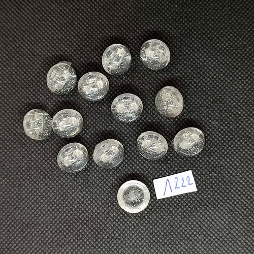 13 boutons en résine transparent - vintage - 9mm - tr1222