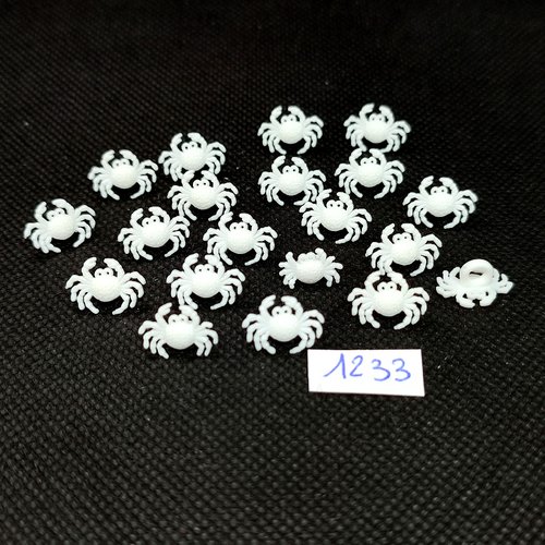 20 boutons fantaisie en résine blanc - des crabes - vintage - 10x12mm - tr1233