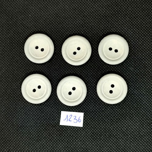 6 boutons en résine blanc cassé - vintage - 22mm - tr1236