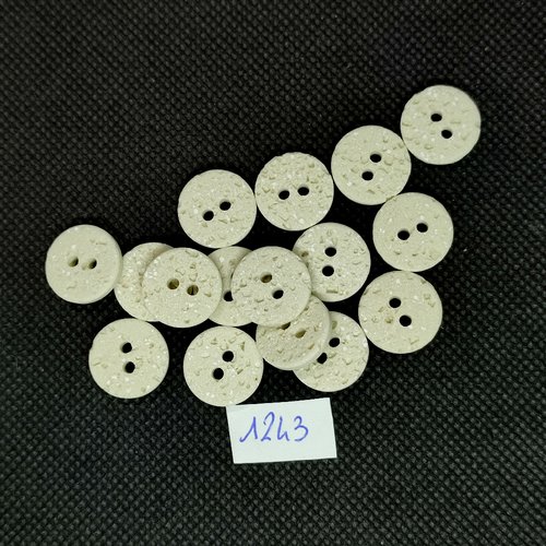16 boutons en résine blanc cassé - vintage - 15mm - tr1243