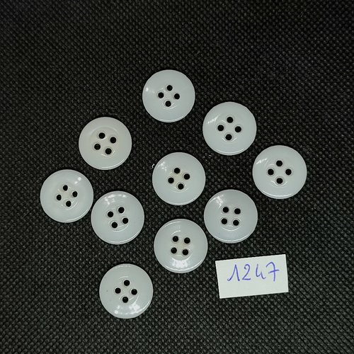10 boutons en résine blanc - vintage - 17mm - tr1247