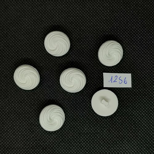 6 boutons en résine blanc - vintage - 18mm - tr1256