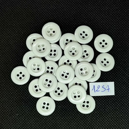 26 boutons en résine blanc - vintage - 15mm - tr1257