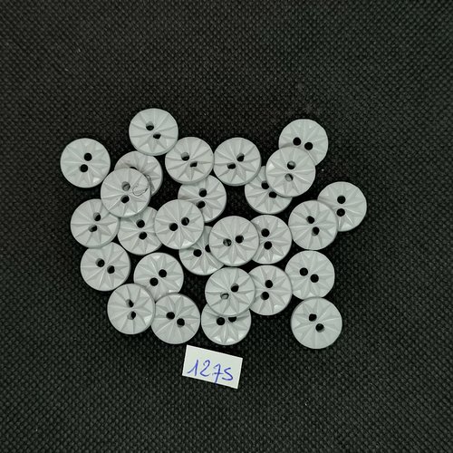 27 boutons en résine gris clair - vintage - 14mm - tr1275