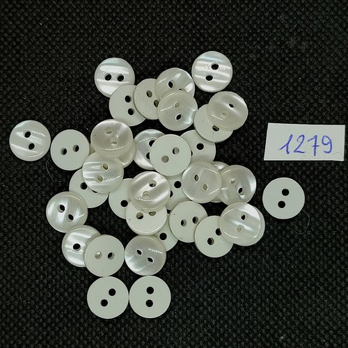 37 boutons en résine blanc - vintage - 10mm - tr1279