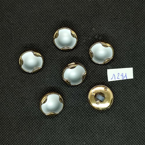 6 boutons en résine doré et gris clair - vintage - 19mm - tr1281