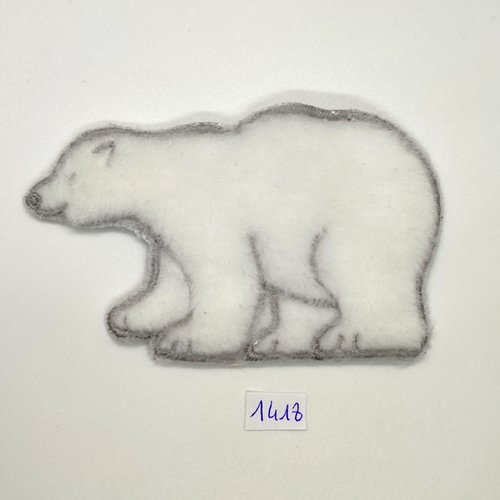 Ecusson à coudre polyester molletonné - ours blanc - 7x11cm - tr1418
