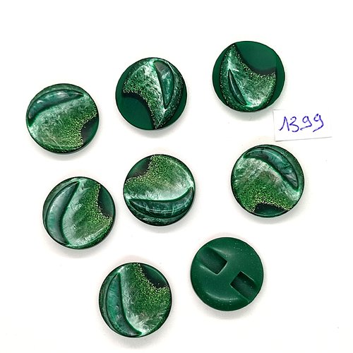 8 boutons en résine vert - vintage - 22mm - tr1399