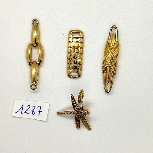 4 breloques / pendentif en métal doré - entre 12mm et 33mm - tr1287