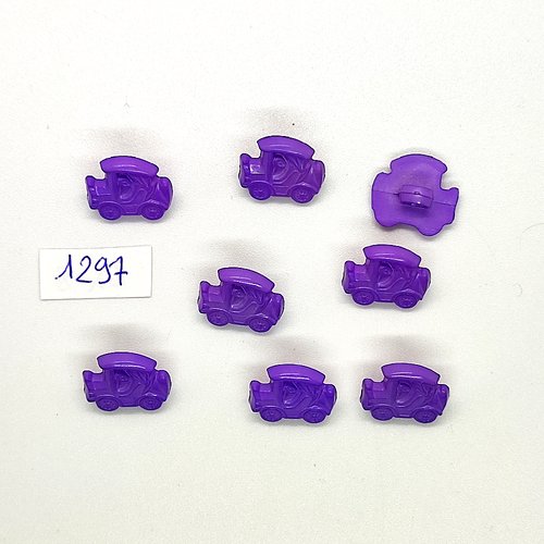 8 boutons fantaisie en résine lilas foncé - voiture - vintage - 15x19mm - tr1297