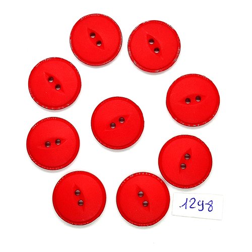 9 boutons en résine rouge - vintage - 22mm - tr1298