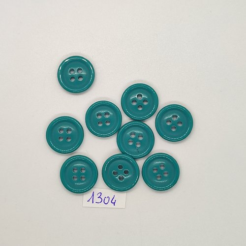 10 boutons en résine bleu / vert - vintage - 18mm - tr1304