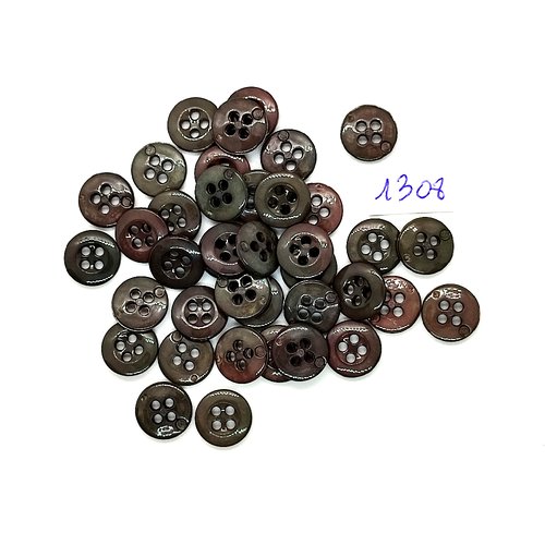 39 boutons en résine gris foncé - vintage - 11mm - tr1308