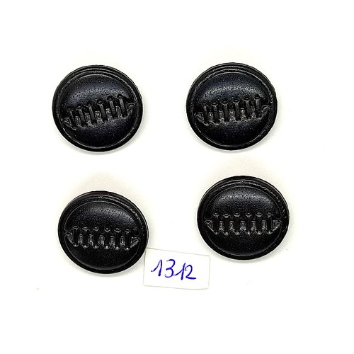4 boutons en résine noir - vintage - 23mm - tr1312