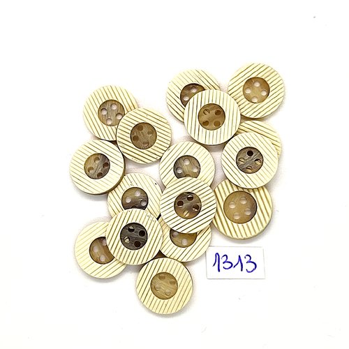 16 boutons en résine écru et beige - vintage - 15mm - tr1313