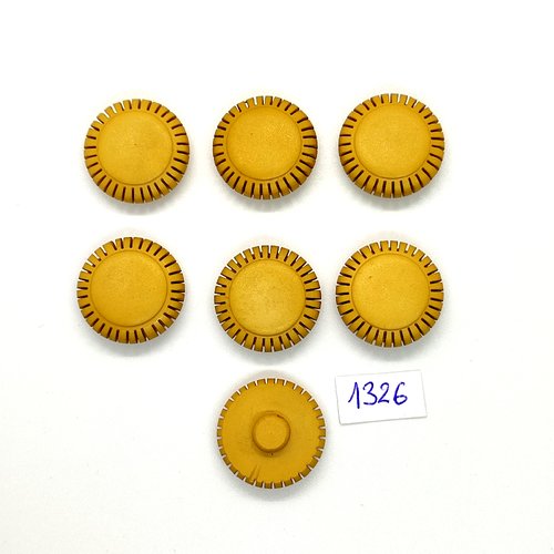 7 boutons en résine ocre / jaune - vintage - 22mm - tr1326