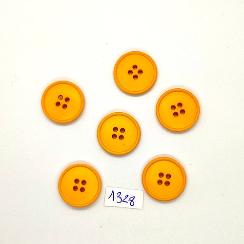 6 boutons en résine orange - vintage - 20mm - tr1328