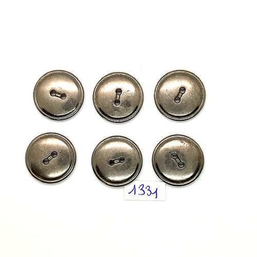 6 boutons en métal argenté - vintage - 22mm - tr1331