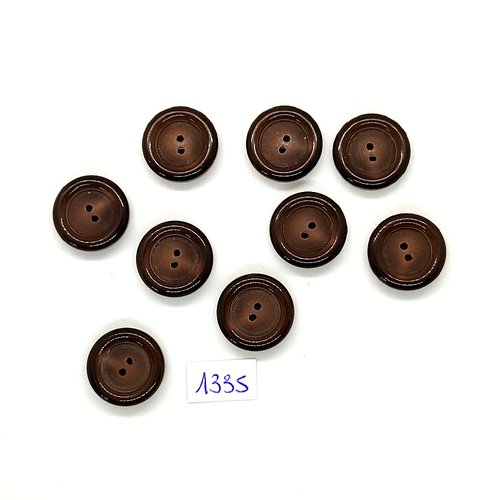 9 boutons en résine marron - vintage - 18mm - tr1335