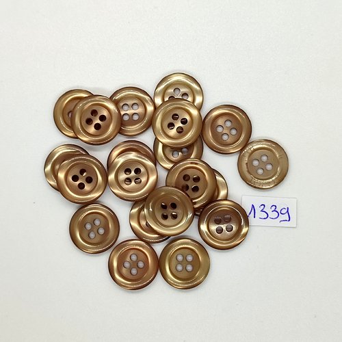 20 boutons en résine beige - vintage - 15mm - tr1339