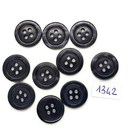 10 boutons en résine gris foncé - vintage - 18mm - tr1342