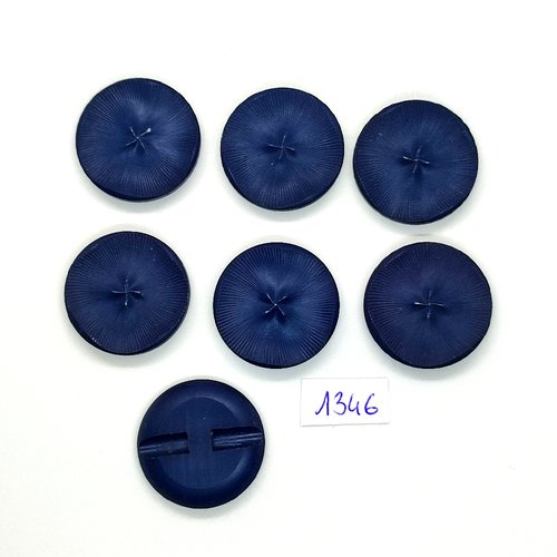 7 boutons en résine bleu - vintage - 26/27mm - tr1346
