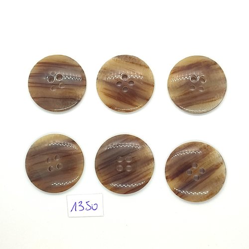 6 boutons en résine marron dégradé - vintage - 28mm - tr1350