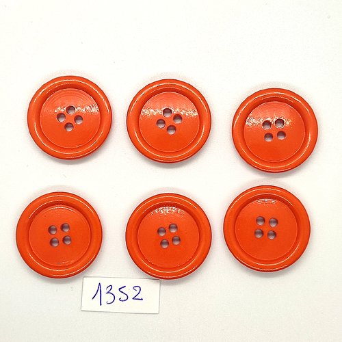 6 boutons en résine orange  - vintage - 25mm - tr1352