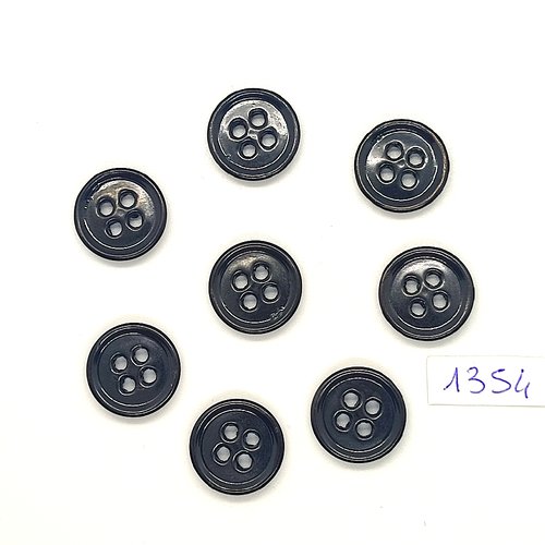 8 boutons en résine noir - vintage - 17mm - tr1354
