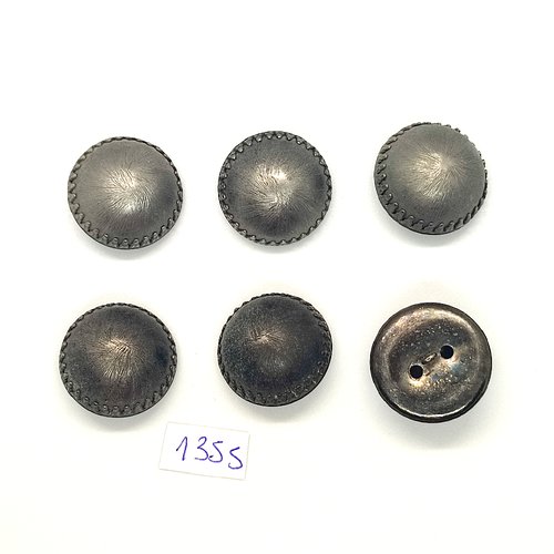 6 boutons en métal argenté - vintage - 23mm - tr1355