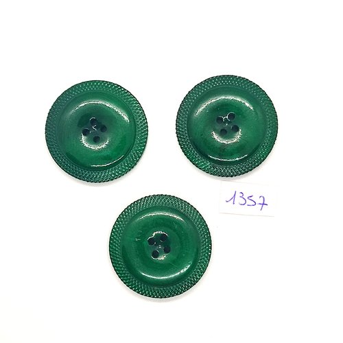 3 boutons en résine vert - vintage - 34mm - tr1357