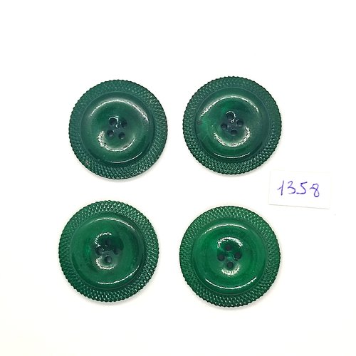 4 boutons en résine vert - vintage - 31mm - tr1358