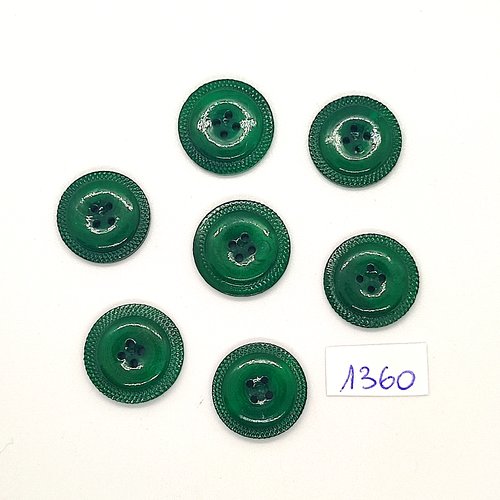 7 boutons en résine vert - vintage - 18mm - tr1360