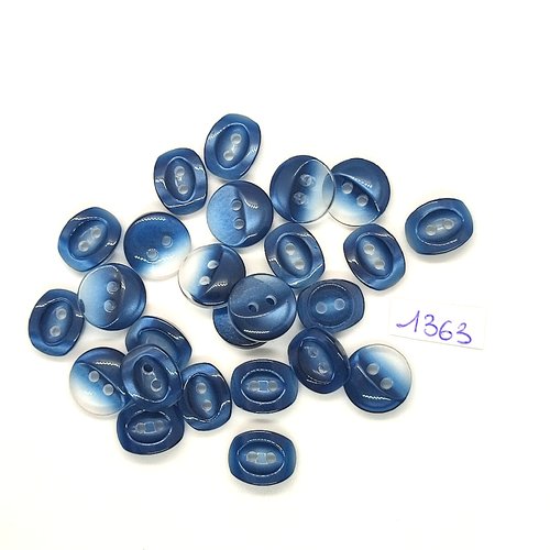 25 boutons en résine bleu et transparent - vintage - 14mm et 11x14mm - tr1363