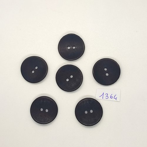 6 boutons en résine gris foncé / noir - vintage - 22mm - tr1364