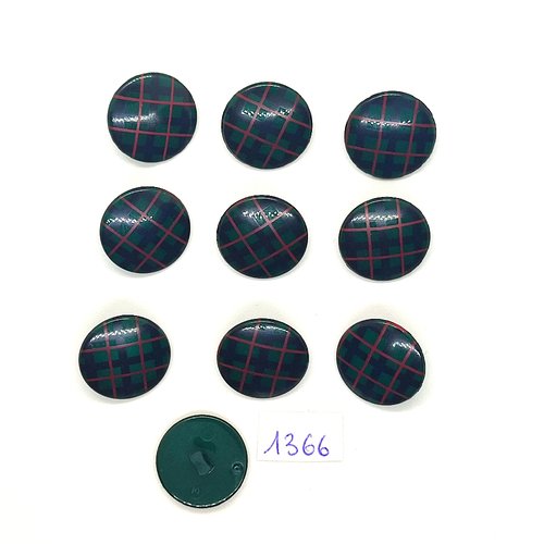 10 boutons en résine vert et rouge - vintage - 19mm - tr1366