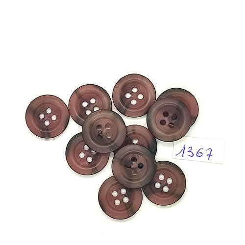 11 boutons en résine marron - vintage - 17mm - tr1367