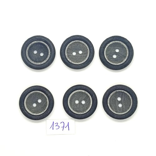 6 boutons en résine gris - vintage - 22mm - tr1371