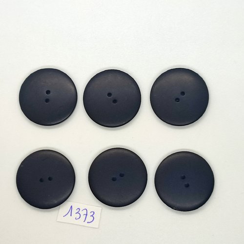 6 boutons en résine noir - vintage - 27mm - tr1373