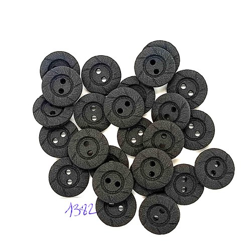 25 boutons en résine noir - vintage - 15mm - tr1382